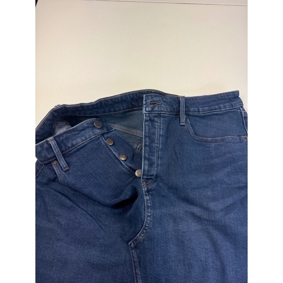 Old Navy High-Rise Denim Skirt Raw Hem Button Front Dark Wash Women's Size 12 - Picture 4 of 9